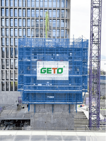 GETO-climbing-formwork-system-in-action-during-the-first-successful-lift-on-a-high-rise-core-tube-structure